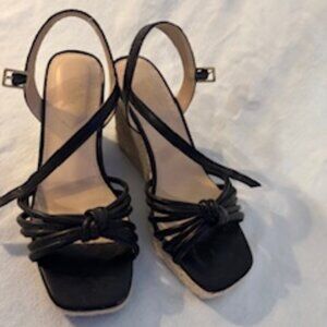 Liz Claiborne Black Wedge Heel Sandal Size 6 1/2